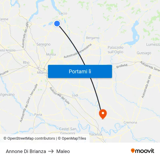 Annone Di Brianza to Maleo map