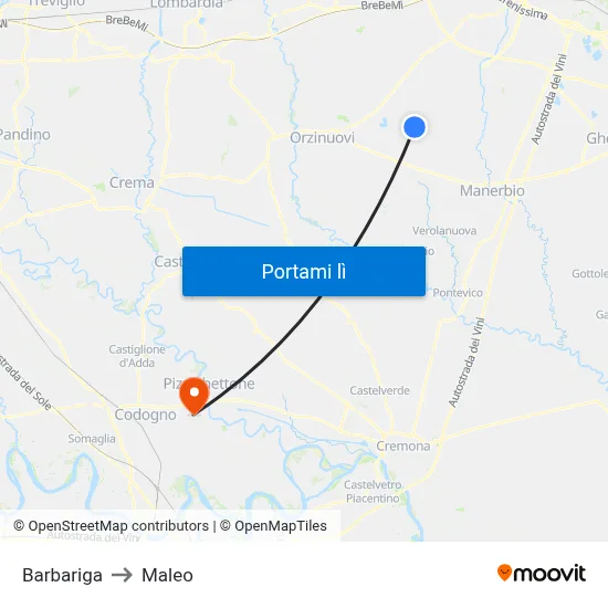 Barbariga to Maleo map