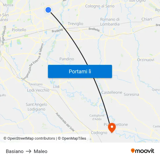 Basiano to Maleo map