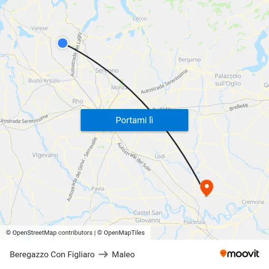 Beregazzo Con Figliaro to Maleo map