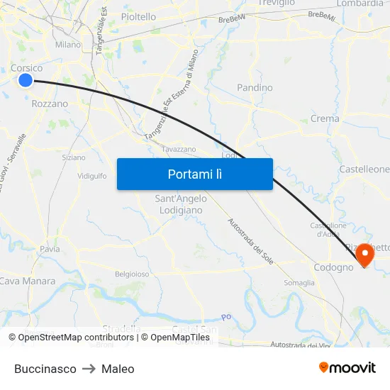 Buccinasco to Maleo map