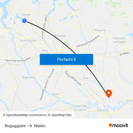 Buguggiate to Maleo map