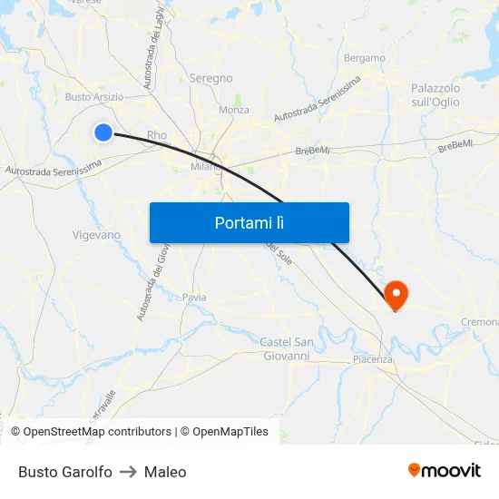 Busto Garolfo to Maleo map