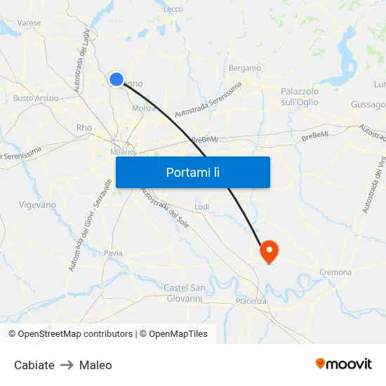 Cabiate to Maleo map