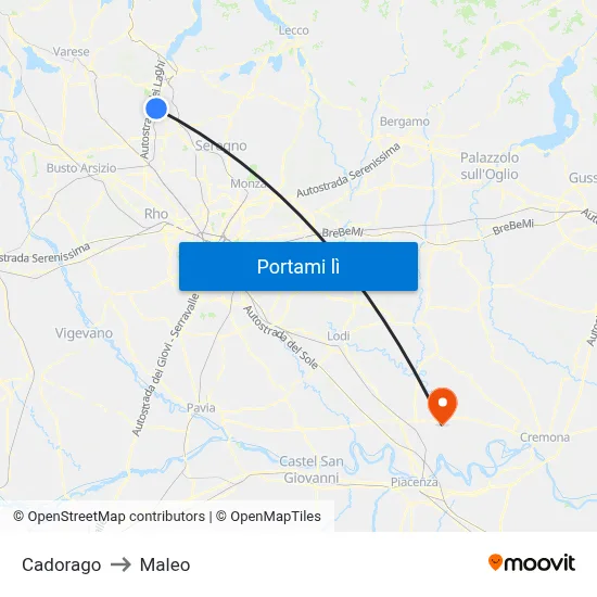 Cadorago to Maleo map