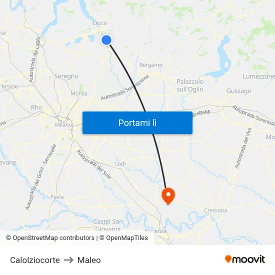 Calolziocorte to Maleo map