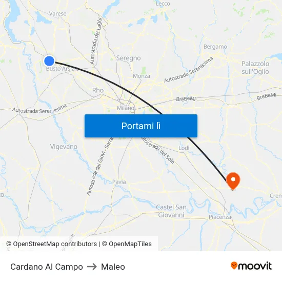 Cardano Al Campo to Maleo map