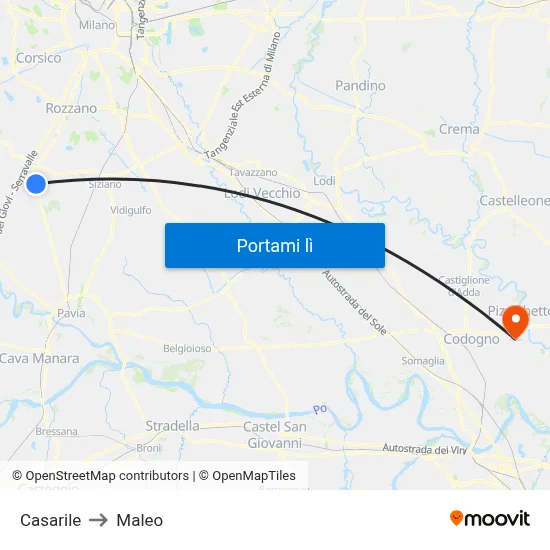 Casarile to Maleo map