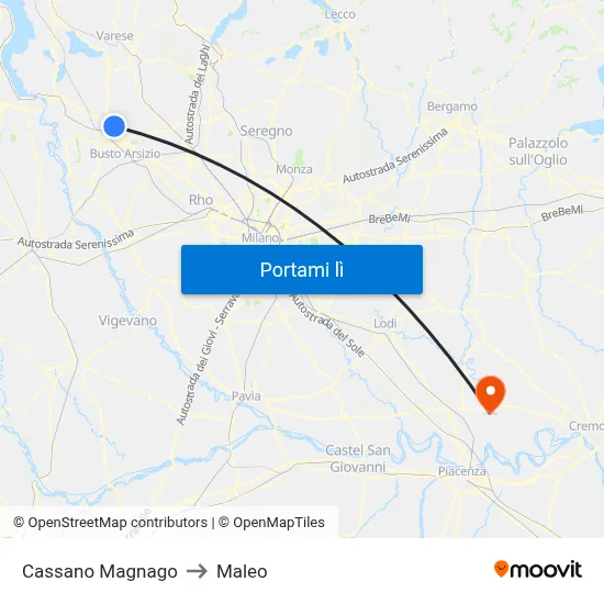 Cassano Magnago to Maleo map