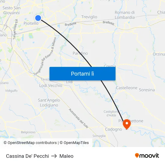Cassina De' Pecchi to Maleo map