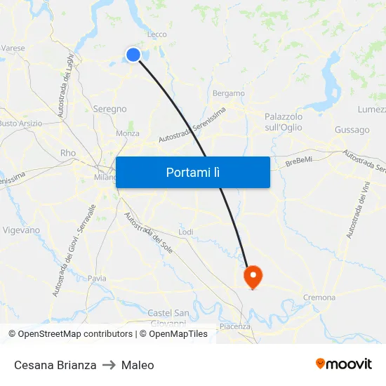 Cesana Brianza to Maleo map