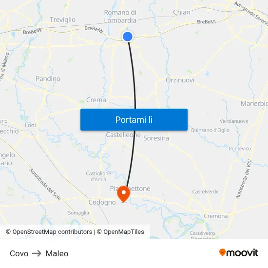 Covo to Maleo map