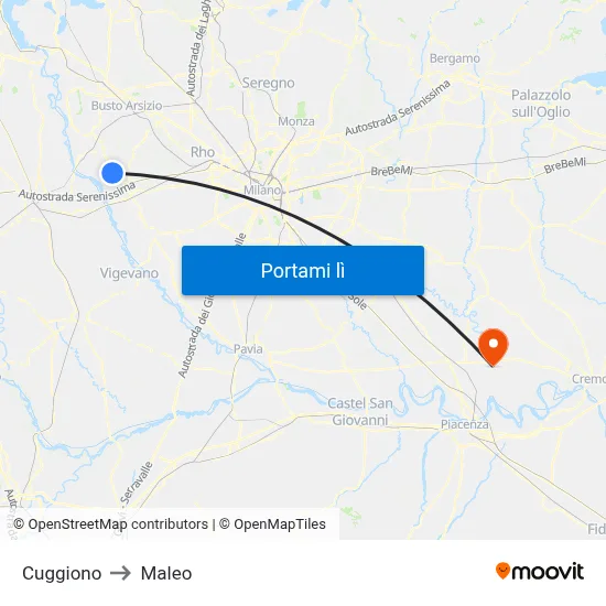 Cuggiono to Maleo map