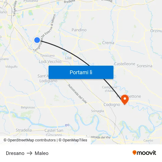 Dresano to Maleo map
