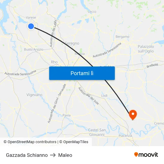 Gazzada Schianno to Maleo map