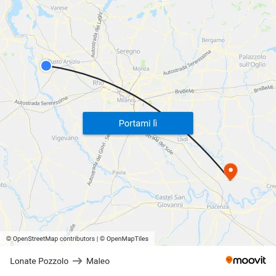 Lonate Pozzolo to Maleo map