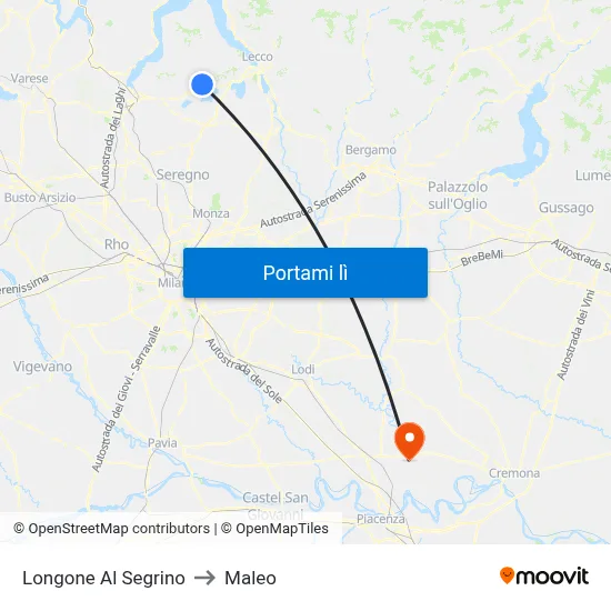 Longone Al Segrino to Maleo map