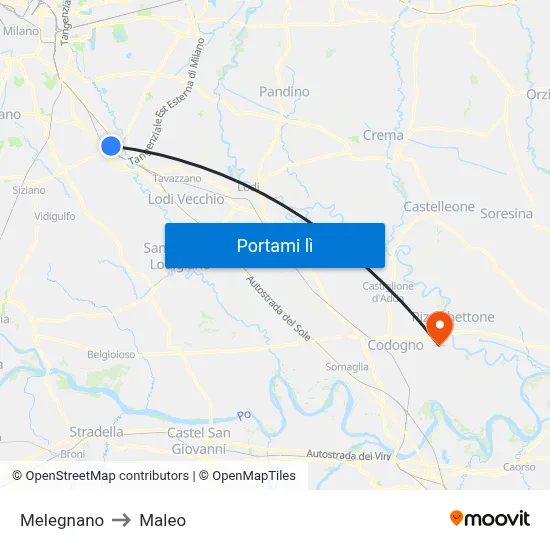 Melegnano to Maleo map