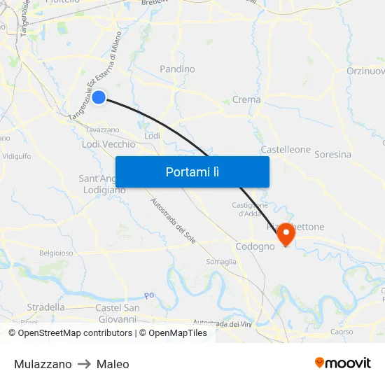 Mulazzano to Maleo map