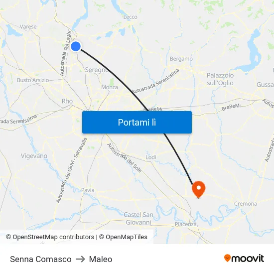 Senna Comasco to Maleo map