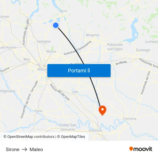 Sirone to Maleo map