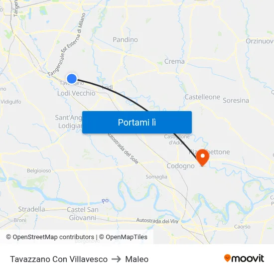 Tavazzano Con Villavesco to Maleo map