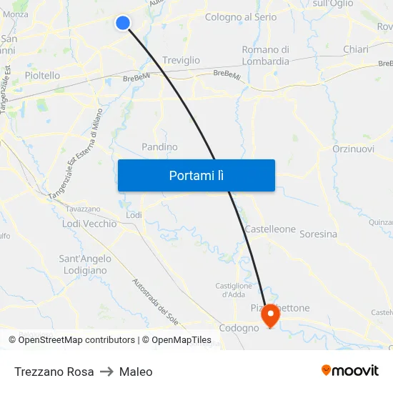 Trezzano Rosa to Maleo map