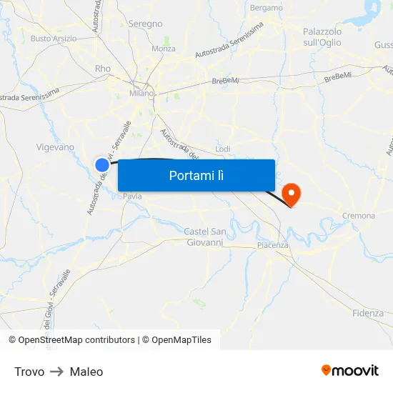 Trovo to Maleo map