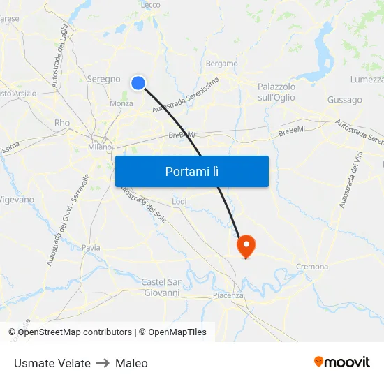 Usmate Velate to Maleo map