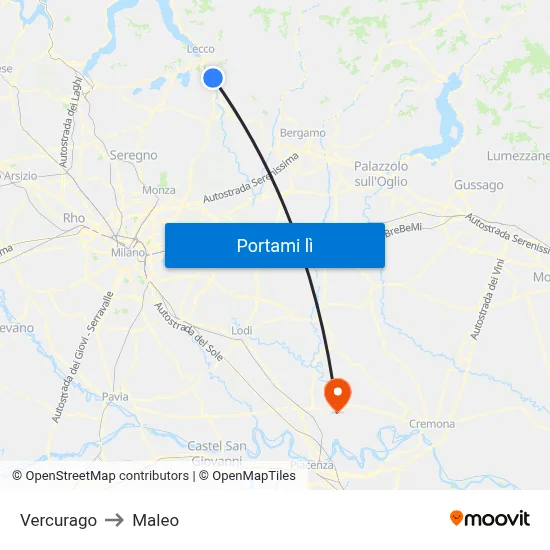 Vercurago to Maleo map
