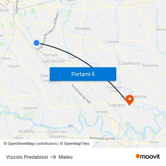 Vizzolo Predabissi to Maleo map