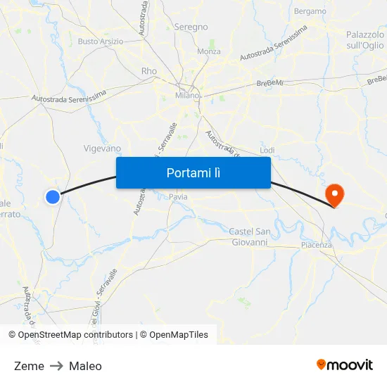 Zeme to Maleo map