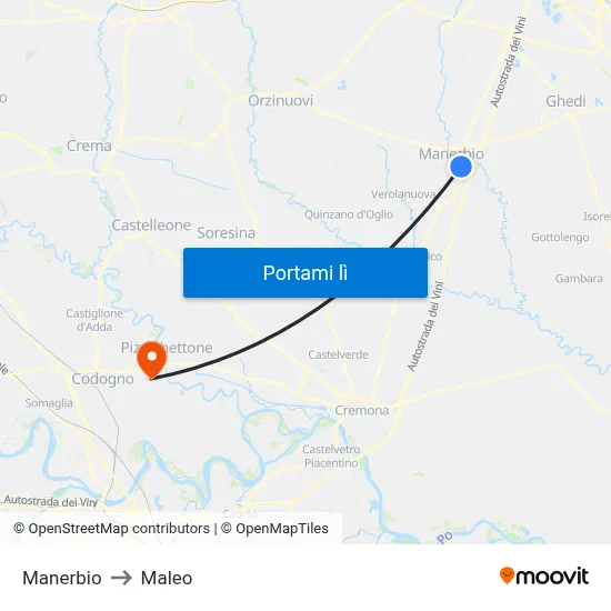 Manerbio to Maleo map
