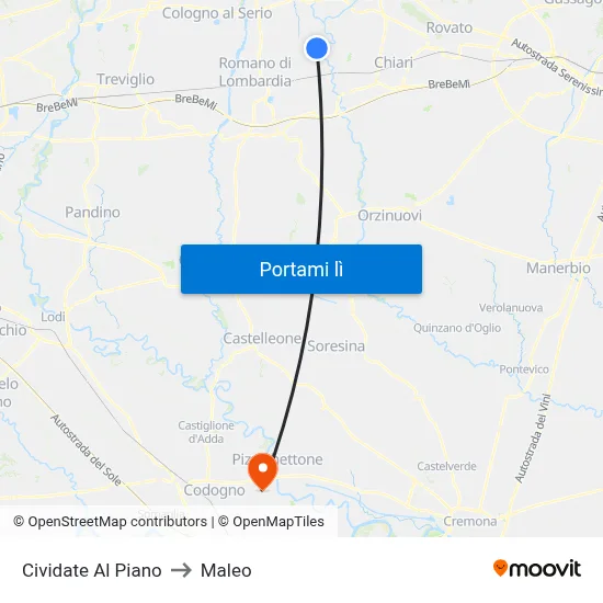 Cividate Al Piano to Maleo map