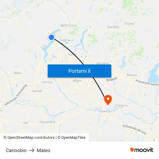 Cannobio to Maleo map