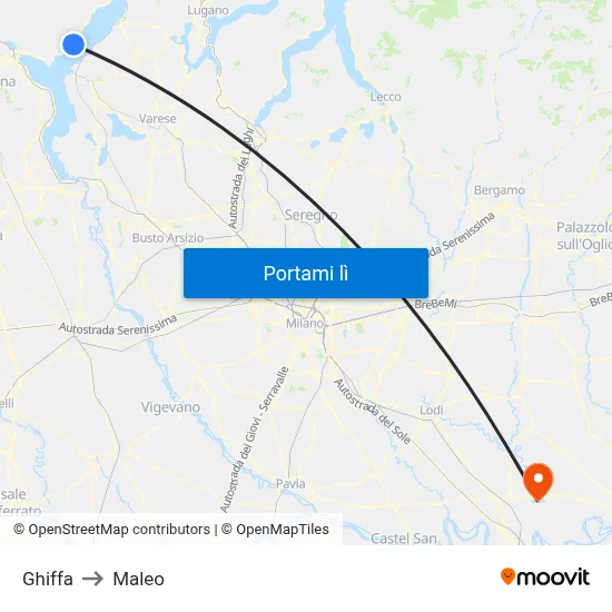 Ghiffa to Maleo map