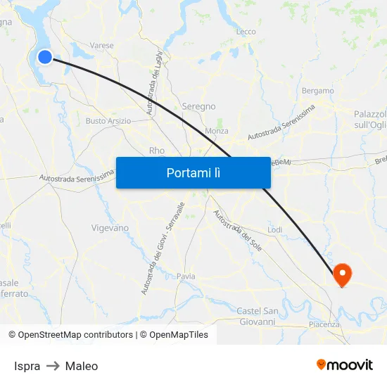Ispra to Maleo map