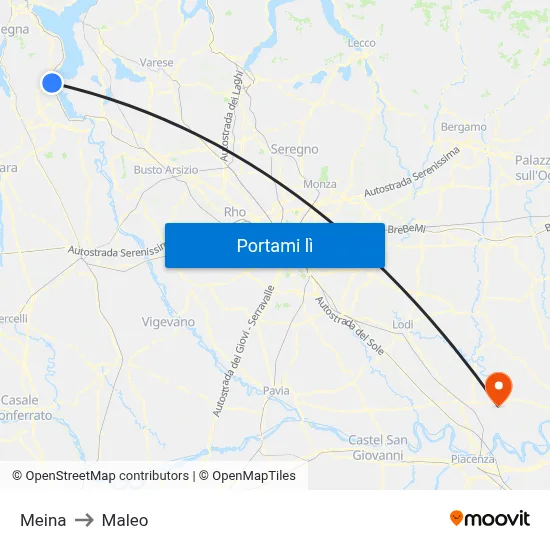 Meina to Maleo map