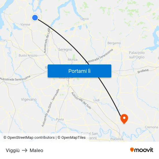 Viggiù to Maleo map