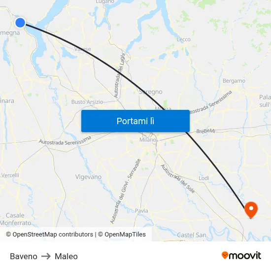 Baveno to Maleo map
