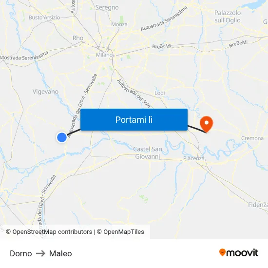 Dorno to Maleo map
