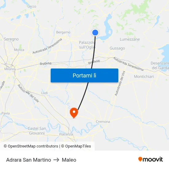 Adrara San Martino to Maleo map