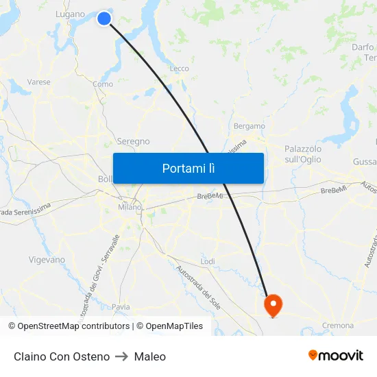 Claino Con Osteno to Maleo map