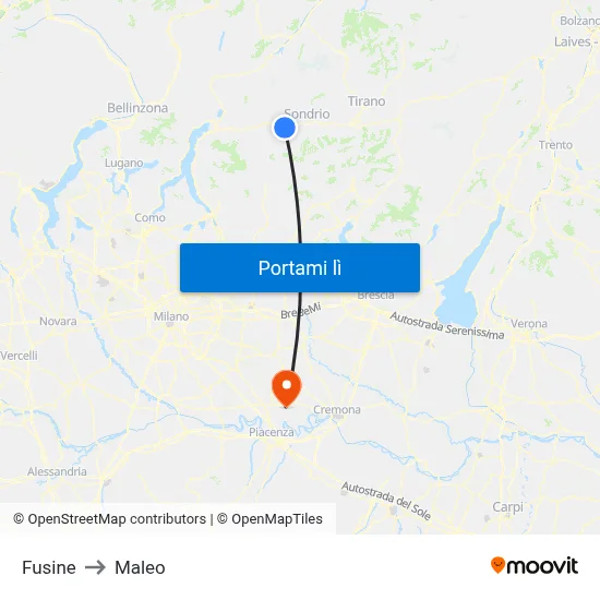 Fusine to Maleo map