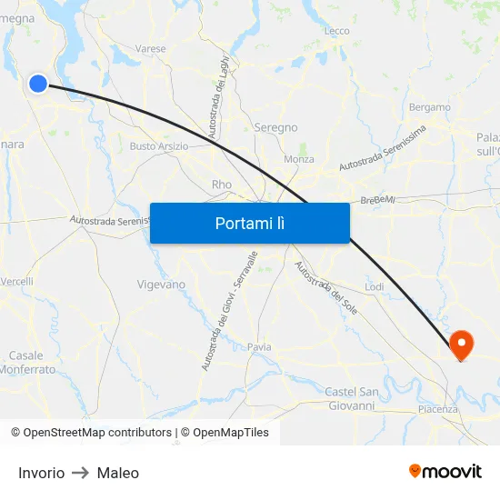 Invorio to Maleo map