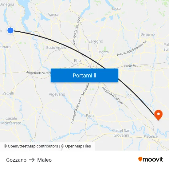 Gozzano to Maleo map