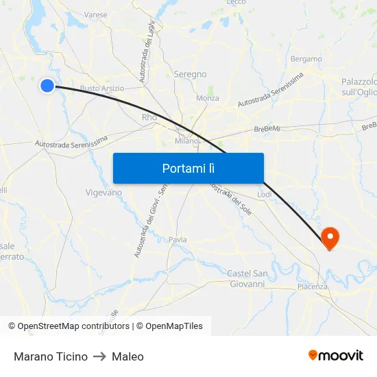 Marano Ticino to Maleo map