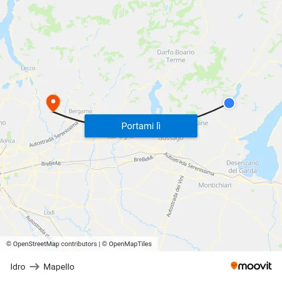Idro to Mapello map