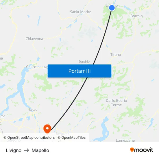 Livigno to Mapello map