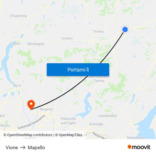 Vione to Mapello map